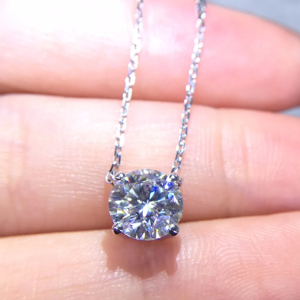 В продаже настоящие хорошие драгоценности 18K золото AU750 G18K 1ct Moissanite алмазные ожерелья из драгоценных камней для женщин