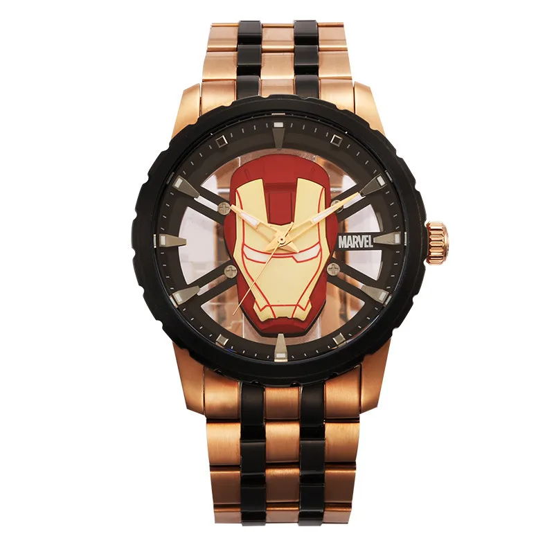 Мужские часы MARVEL disney, роскошные, с открытой спиной, Железный человек, шлем, мужские часы, модные спортивные механические наручные часы, мужские часы