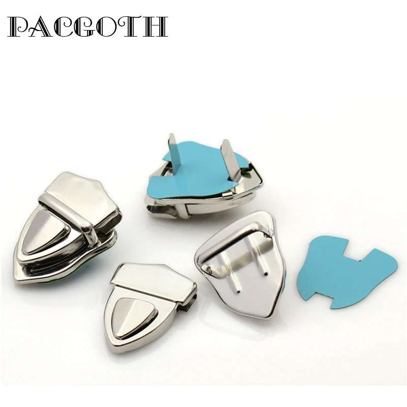 PACGOTH Iron Based Alloy Purse Handbag Lock Clasps Closure Silver Tone 41x30mm(1 5/8x1 1/8), 10 Sets(3 PCs/Set) doreenbeads iron based alloy silver gray number 0 8 rectangle punch metal stamping tools 7 7cm x4 7cm 3 x1 7 8 1 set