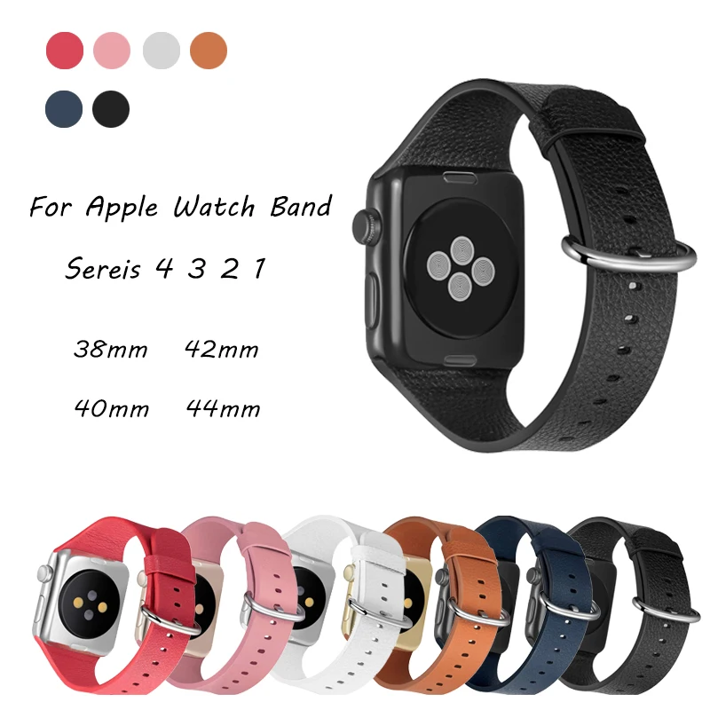 

Genuine Leather strap For Apple Watch Band 4 44mm/40mm Bracelet Band wrist belt For iwatch 3 2 1 42mm/38mm Watchband Accessories