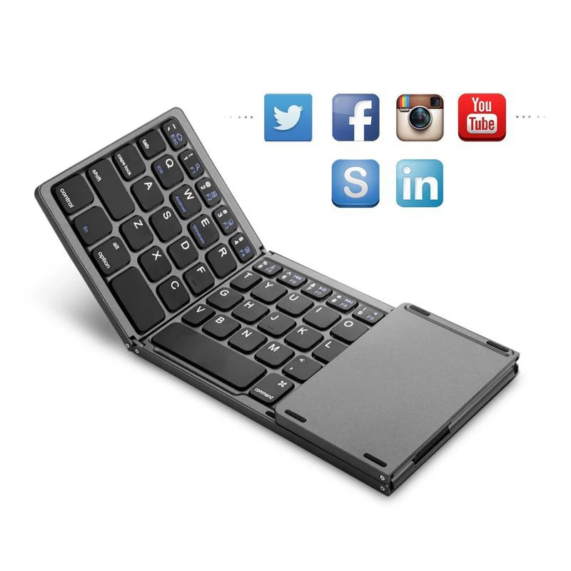 Складная мини Bluetooth клавиатура портативная перезаряжаемая беспроводная клавиатура с тачпадом для Windows/Android/ios планшет Ipad Телефон