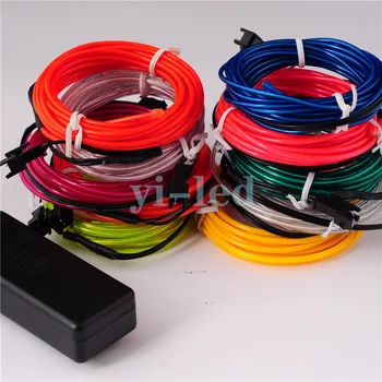 

10sets 3M Flexible Neon light EL Light wire Rope Tube Red Green Yellow Purple Orange Blue Lemon Pink White with controller 2.3mm