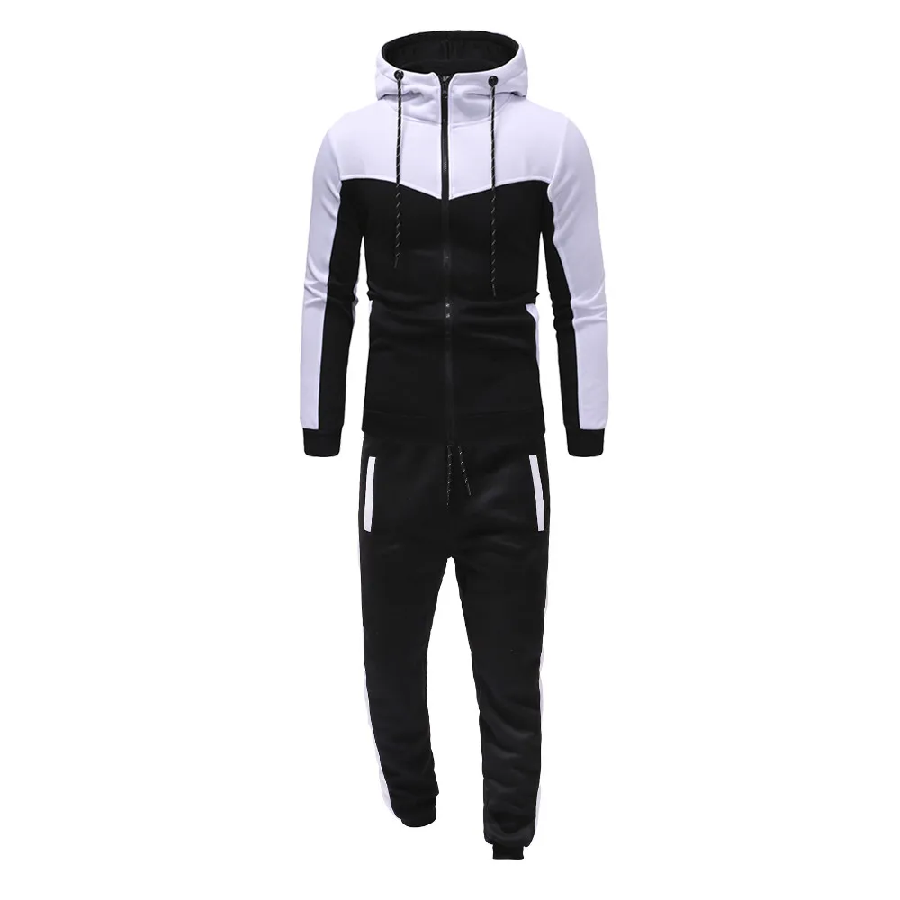 Feitong Men Tracksuit Autumn Winter Packwork Sweatshirt Top Pants Sets Sports Suit Tracksuit Ropa Deportiva Hombre Tracksuit Men