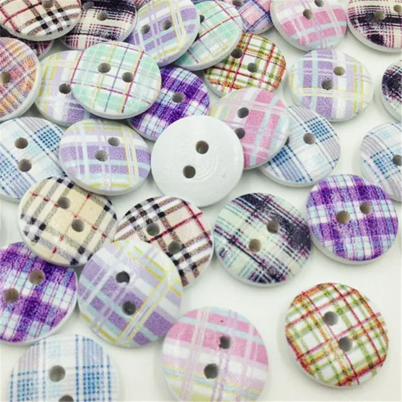

New 10/50/100Pcs Grid Wood Buttons Sewing Kid's Craft Mix Lots Scrapbooking WB284