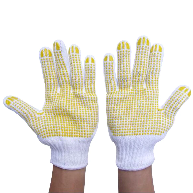 Yellow Beads Work gloves point plastic gloves rubber slip-resistant gloves hands working protector G0415