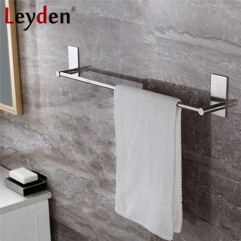 Leyden SUS 304 Stainless Steel Rail Towel Holder 3M Self Adhesive Bath Bar Brushed Nickel Hanger Bathroom Accessory | Обустройство