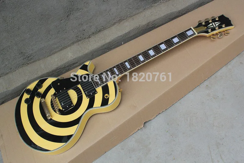 

Free Shipping Top quality LP Custom Shop Left Handed Zakk Wylde EMG Pickups Yellow Electric Guitar in stock .