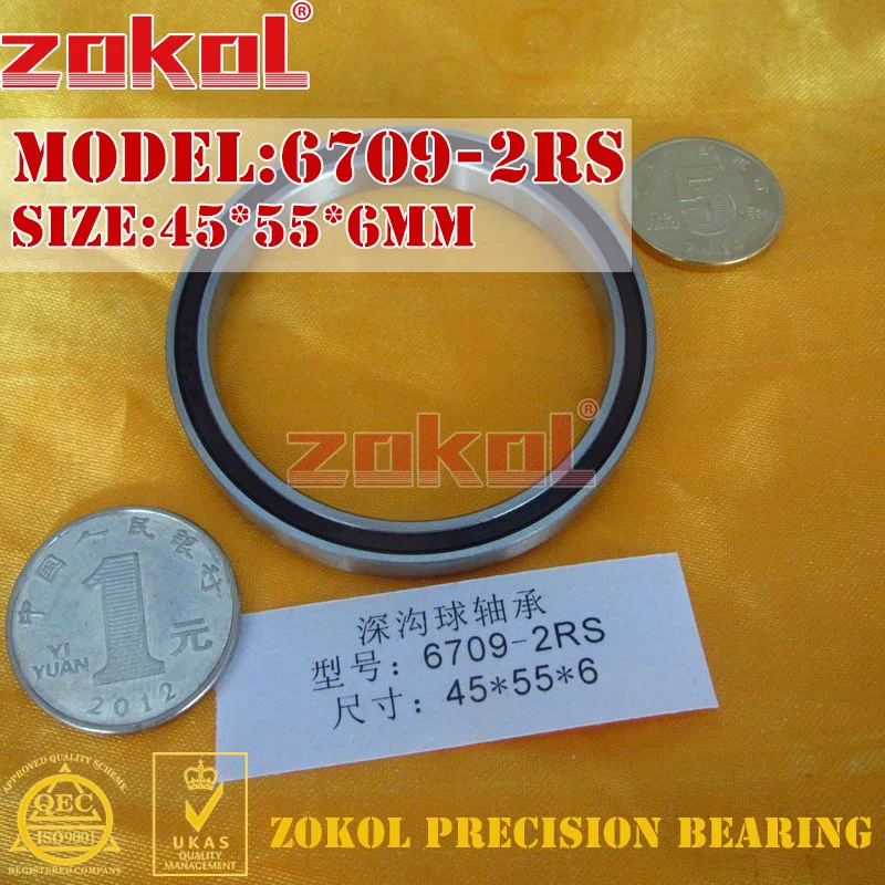 

ZOKOL bearing 6709 2RS 1000709 Deep Groove ball bearing 45*55*6mm