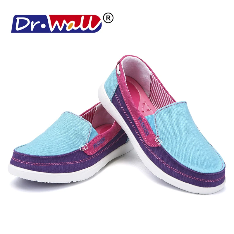 Dr.Wall Women's Casual Slip On Twill Canvas Sneakers New Candy Flats Slip-on Fashion Breathable Soft Sneakers For Women Women's Shoes