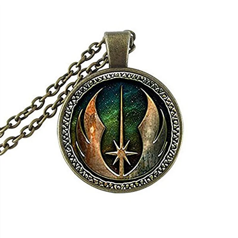 Стеклянное ожерелье с подвеской в виде звезды джедая|glass cabochon necklace|cabochon necklacependant