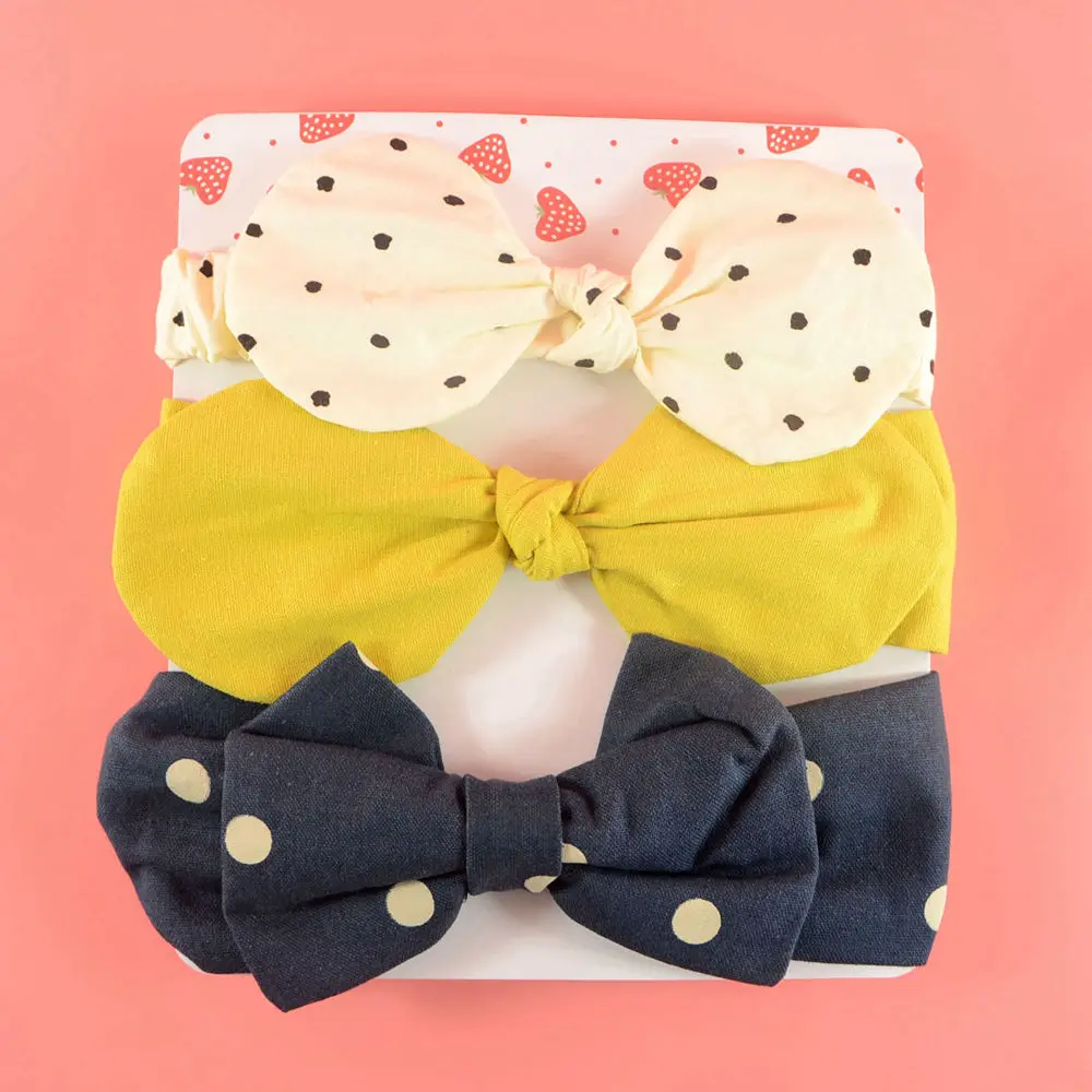 3pcs Infant Headbands Baby Girls Hair Bows Nylon headwraps Turban