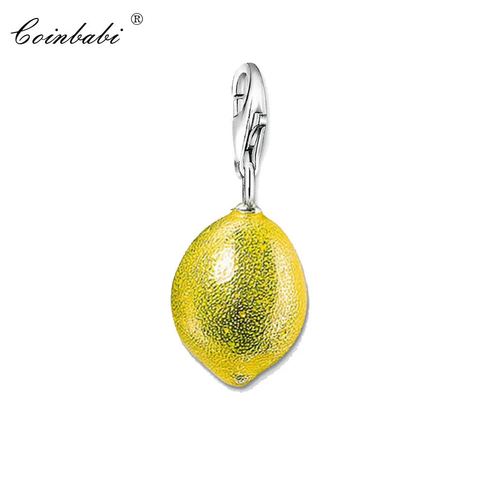

Charm Pendant Yellow Lemon,2018 Fashion Jewelry Trendy Pure 925 Sterling Silver Gift For Women Men Fit Bracelet Necklace