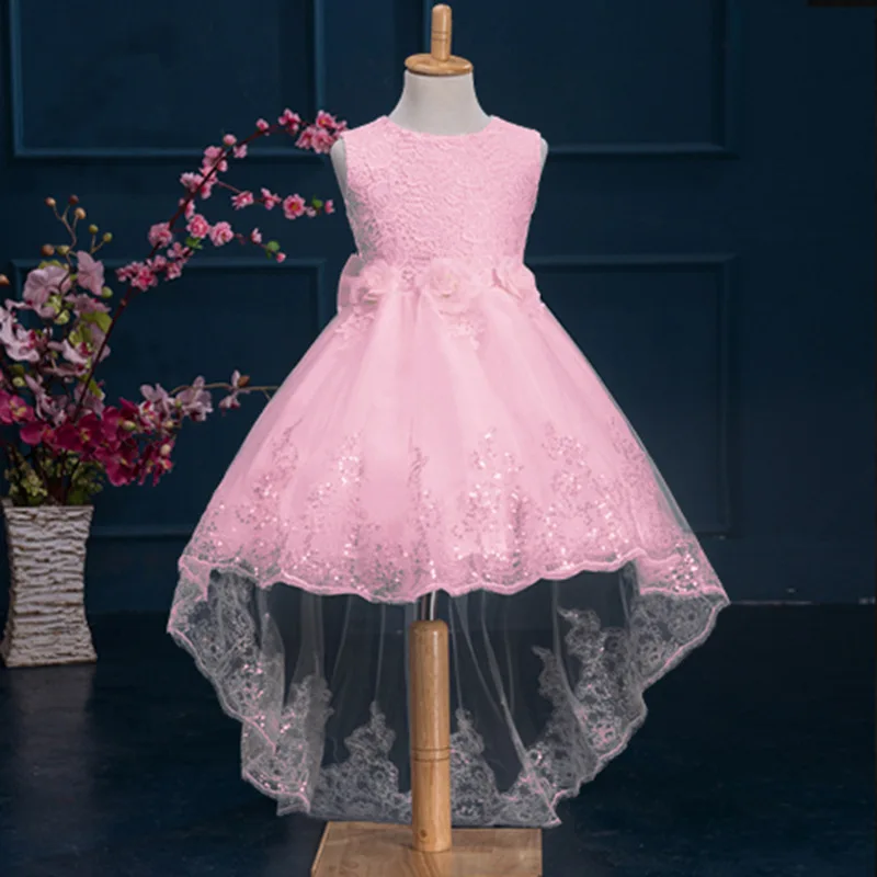 

Kids Princess Dresses for Girls Costume 2019 Summer Lace Girl Dress Cotton Casual Knee-length Flower Pattern Children Clothes