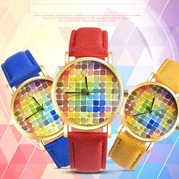 

DHL free 100pc, PAPHITAK Watercolor Swatches Watch Women Men's Watches Leather Watch Vintage Style Swatch Jewelry Accessories