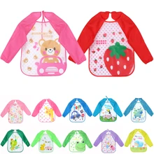 Child Bibs Toddler Cartoon Printed Lengthy Sleeve Waterproof Coverall Child Toddler Scarf Feeding Smock Child Feeding Equipment