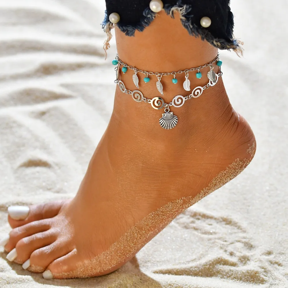 LE SKY цепочка для ног черепаха ракушка морская улитка хвост русалки слон Символ браслет кулон на пляж цепь браслет пляжные украшения