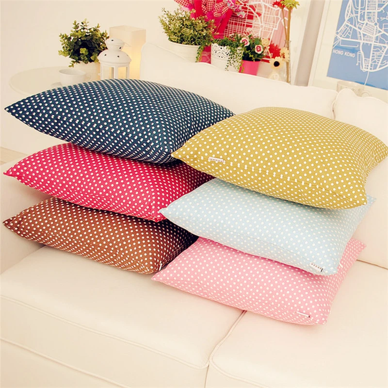 

1Pc Pastoral Polka Dot Cotton Linen Sofa Throw Pillow Case Cushion Cover Home Decoration 11.8x18 inch 18x18 inch