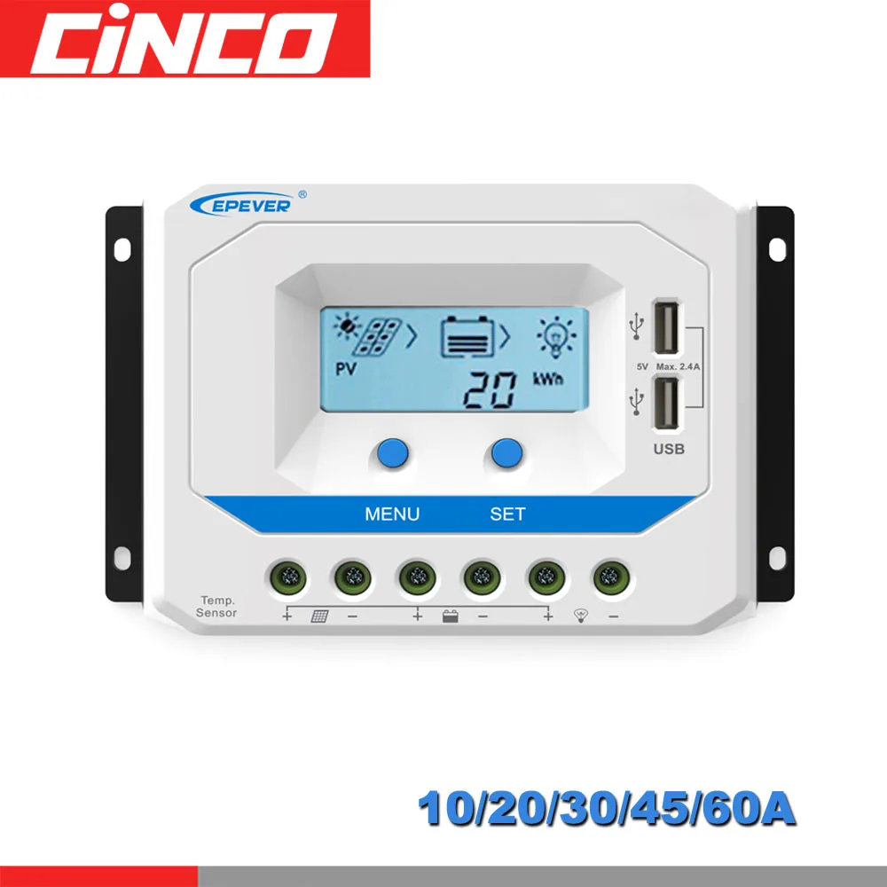 

Viewstar 10A 20A 30A 45A 60A VS1024AU VS 2024AU VS3024AU VS4524AU VS6024AU 12V 24V EPSolar Solar Charge Controller Regulator