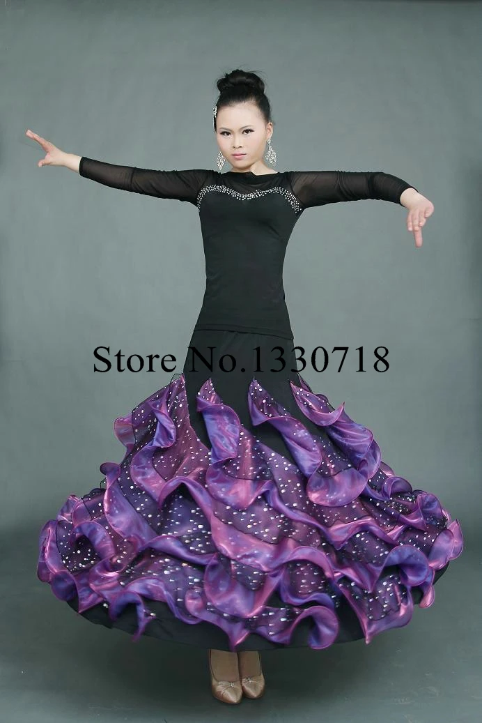 Women's Floral Social Dance Modern Waltz Tango Fox Trot Expansion Skirts Dress Women's Floral Social Dance Modern Waltz Tango Fox Trot Expansion Skirts Dress