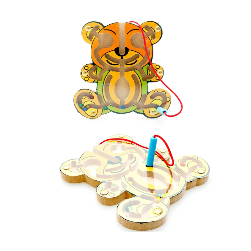 Montessori Toys Educational Wooden Toys for Children Early Learning Magnetic Maze Labyrinth Animal Shape Game