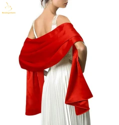 2019 New Red Cheap Satin Bolero Bridal Prom Cape Ccarf Jacket Prom Evening Bridesmaid Bridal Cloaks Party Wedding Coat QA1503