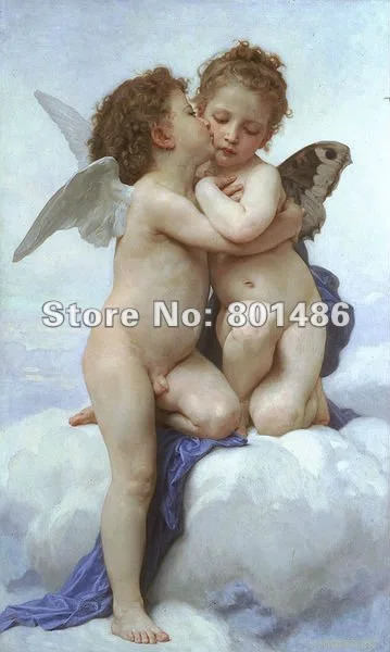 

Handmade high quality painting reproduction First Kiss by William Adolphe Bouguereau Perfect love gift for Anniversary,Wedding