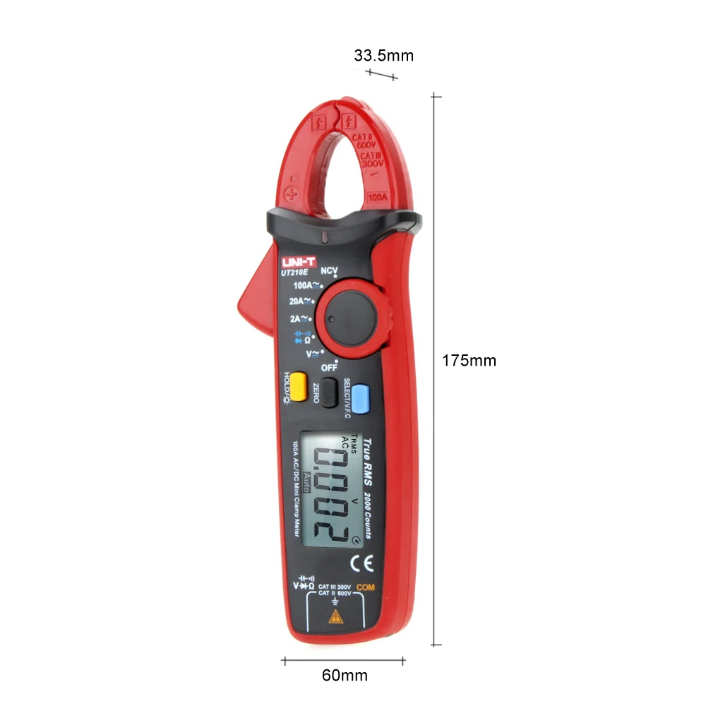 UNI T UT210E TRUE RMS цифровой клещи AC DC мультиметр Авто Диапазон токовые Вольтметр
