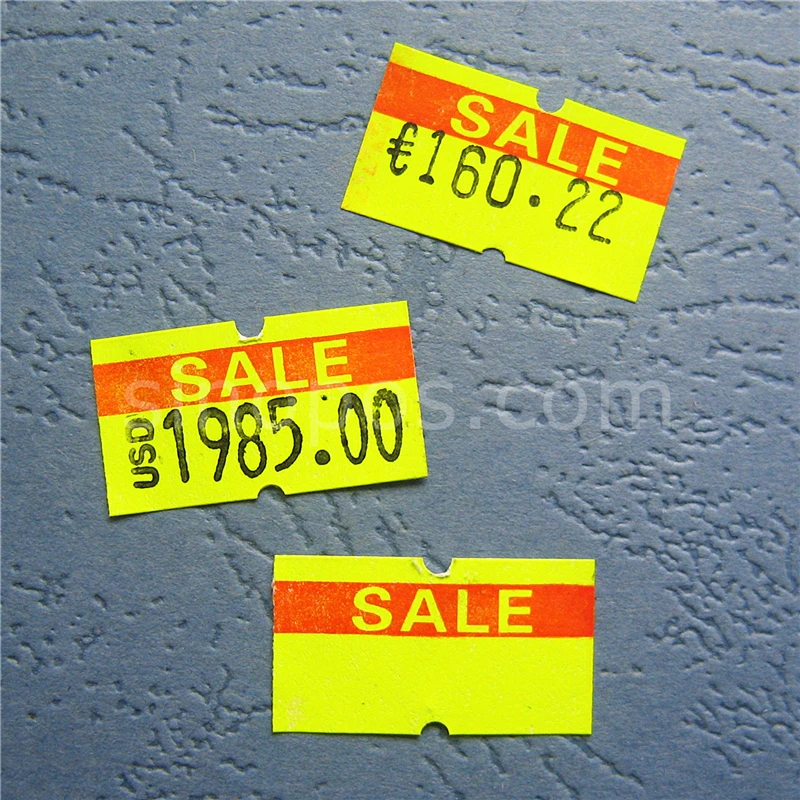 Printed Sale Price Gun Labels 21x12mm, one line labeller pricing labeler #5500 paper tag sticker label applicator refill roll