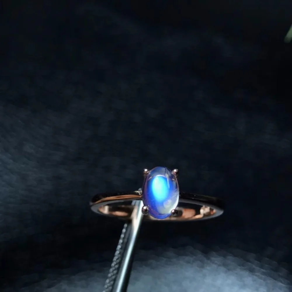 Простой и изысканный, последний стиль натуральный лунный камень синего цвета кольцо, 925 серебро, чистые камни, красивые цвета