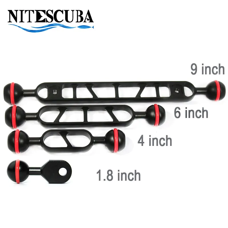 

NiteScuba Diving Light Arm Dual Joint Ball mount for YS D2 Z330 Strobe tg5 rx100 camera case tray Bracket Underwater photography