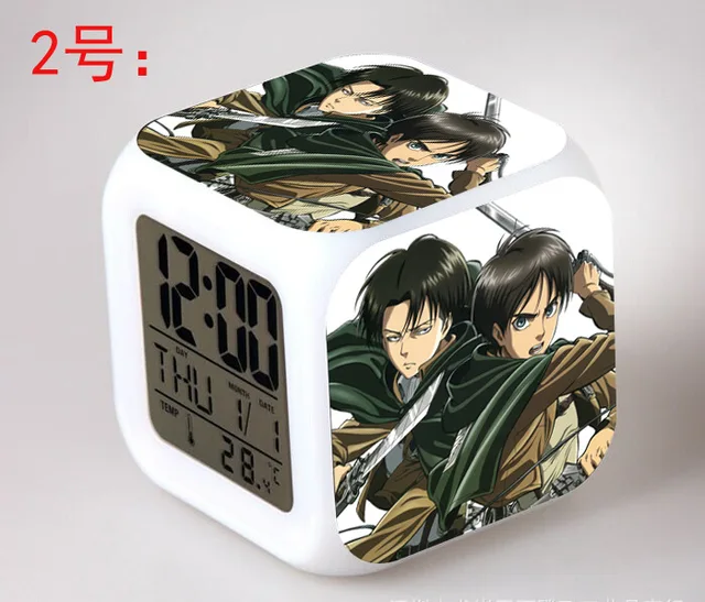 Manga Attack on Titan Alarm Clocks,Glowing LED Color Change Digital