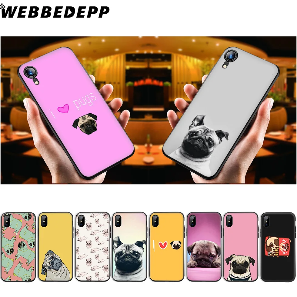 WEBBEDEPP Мопс Забавный Мягкий силиконовый чехол для iPhone 11 Pro Xr Xs Max X или 10 8 7 6 6S Plus 5 5S SE