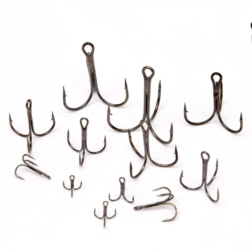 

100pcs Lot Fish Fishing Sharpened Hooks Black Barb Lure Tackle Bait 12 Size Fish Hook Bend Treble Hooks Anchor Hook