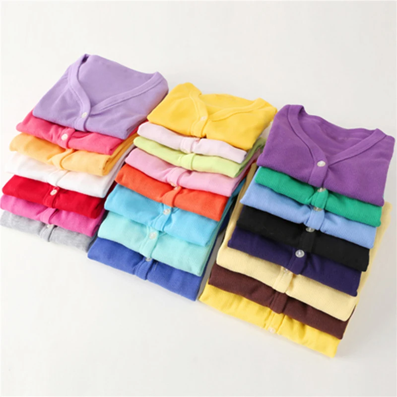 Retail 3-10years Baby Child V-neck Cardigan Jacket Coat Candy Colors Long SleeveBoy Korean Spring Fall