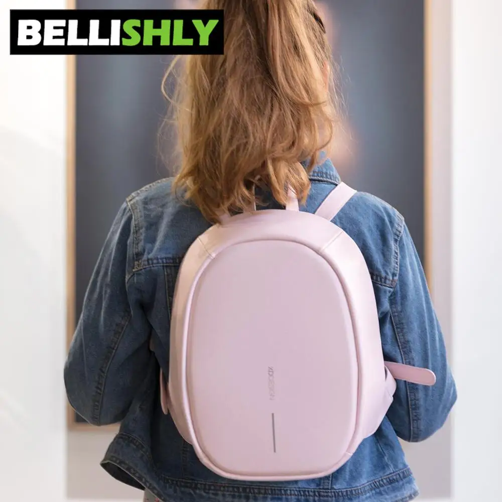 

Bellishly Women's Fashion Simple Bags Ladies Eggshell Shape Backpack Xd Design Bobby Elle Anti-Diefstal Rugzak Girls Shool Bag