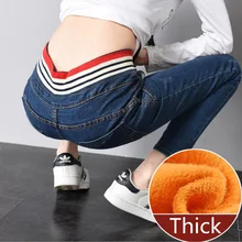 Новое поступление, плотные джинсы для женщин, зимние теплые джинсы с высокой талией, модные джинсы с эластичной резинкой на талии, вельветовые Теплые джинсы для женщин, одежда, джинсы