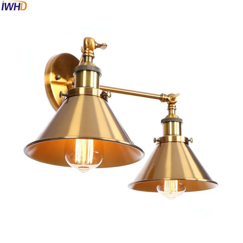 

IWHD Loft Style Industrial Wall Lamps Living Room 2 Heads Edison Vintage Retro Wall Lights Sconce Home Lighting Lampara Pared