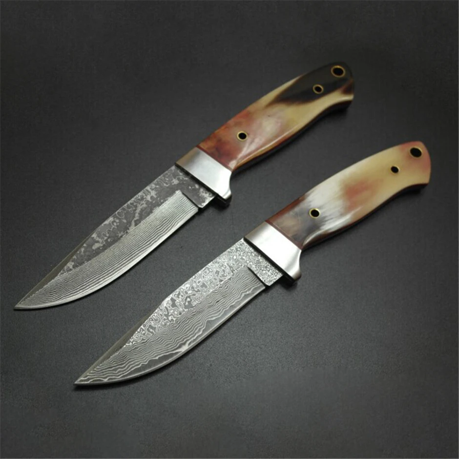 

Damascus steel Hand made fixed hunting knife karambit 21cm 58HRC handle survival camping tactical rescue faca knives tools