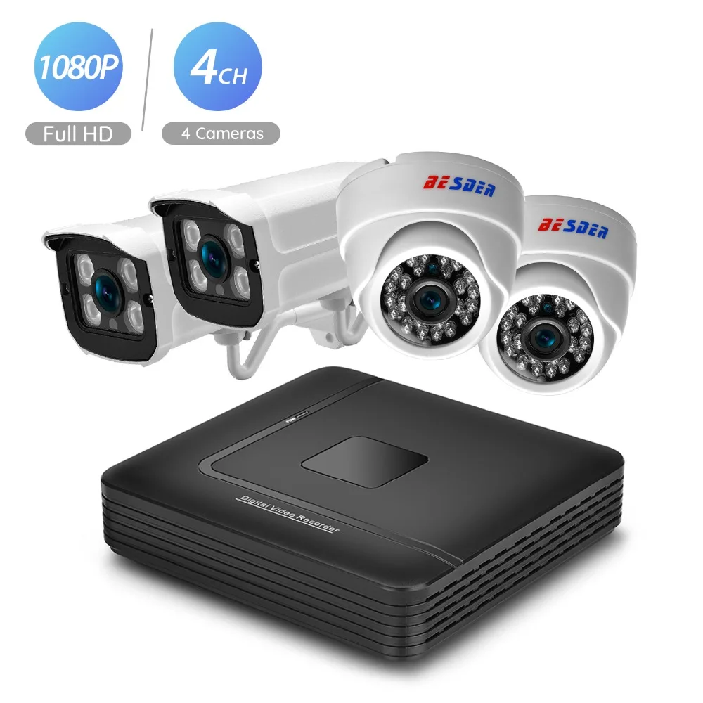 

BESDER 4CH NVR CCTV System 4PCS Cameras 4CH 2.0 MP IR Outdoor Waterproof Security Camera 1080P HDMI CCTV NVR Surveillance Kits