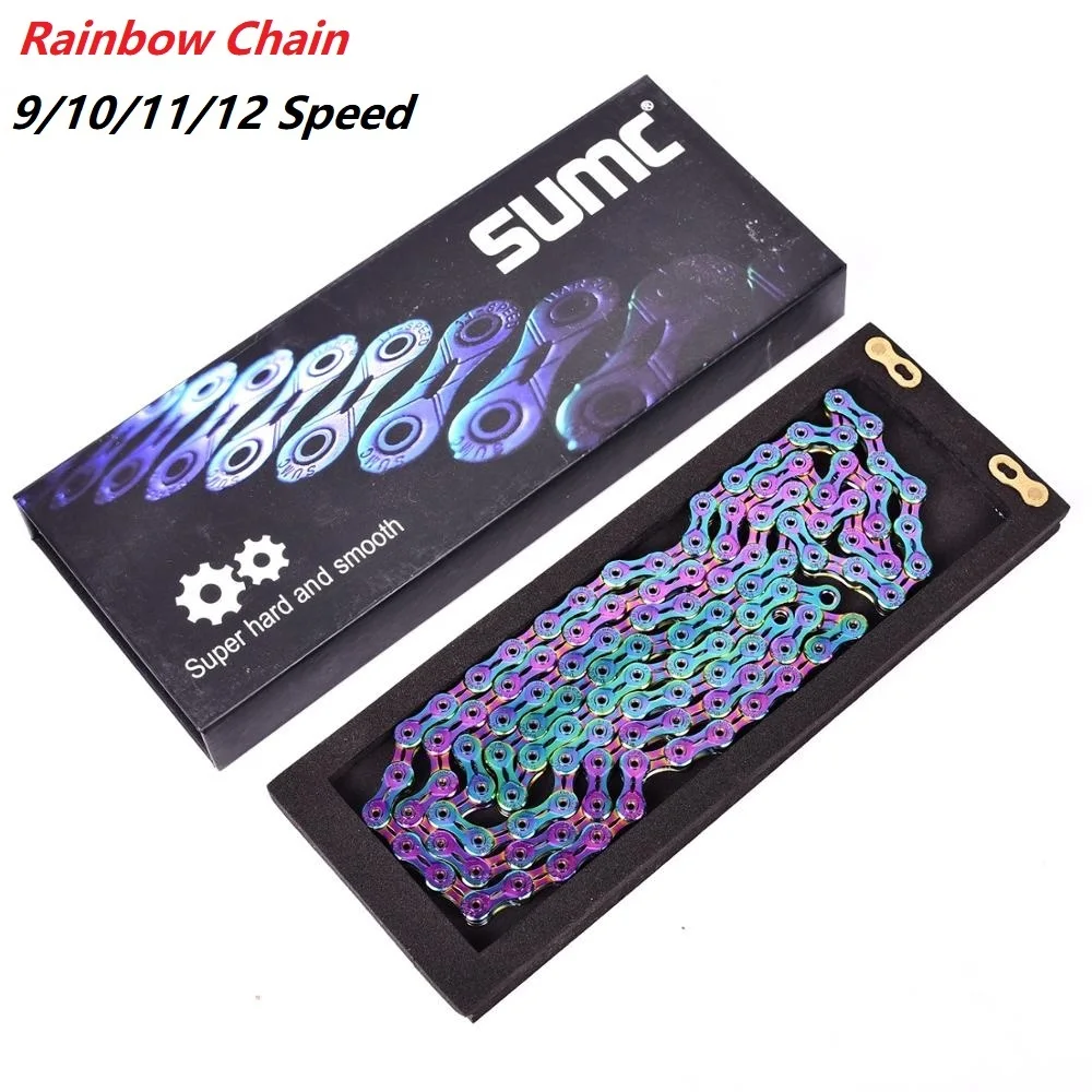 

SUMC Bicycle Chain Colorful Rainbow 9 10 11 12 speed Chain MTB Mountain Road Bike Chains With Missinglink For Shimano Sram