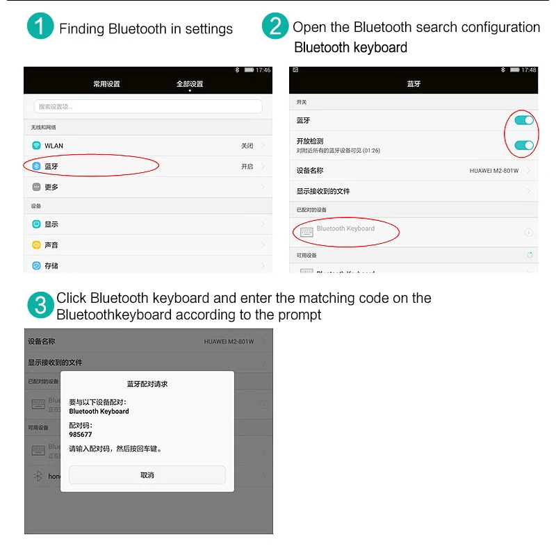 Teclado Sem Fio Bluetooth Capa Protetora PU