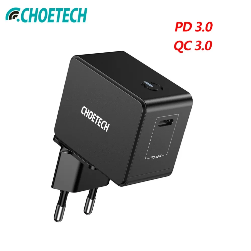 

CHOETECH 18W USB PD Charger Type-C Mobile Phone 18W Wall Chargers For iPad Pro Samsung Galaxy S8 Huawei Mate 10 For iPhone X 8