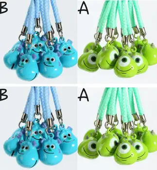 

New 60 Pcs Cartoon eye Bells lanyard Cell Phone Strap Charms Keychains Key Ring DIY Jewelry Making Accessories T55