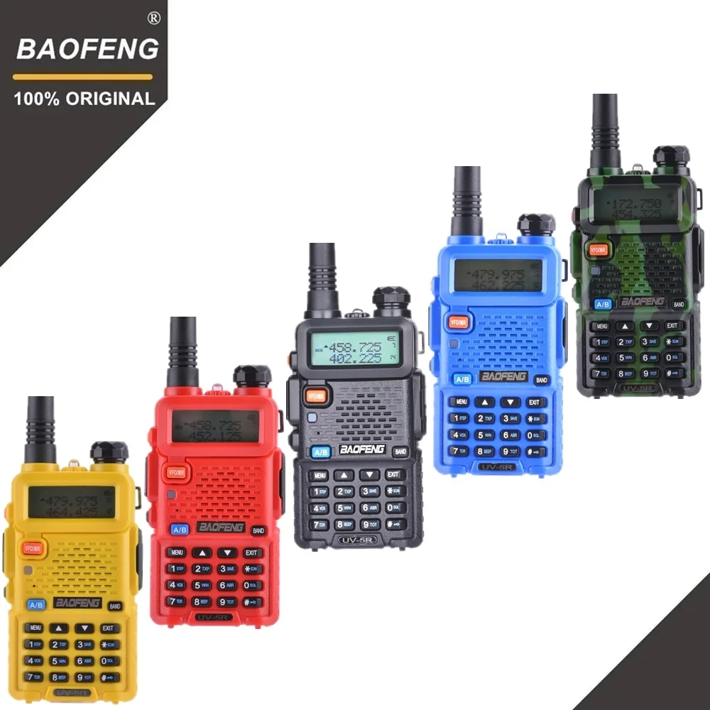 100% Original Baofeng UV-5R Walkie Talkie Dual Band Professional 5W VHF&UHF Two Way Radio UV5R Handheld Hunting HF Transceiver 