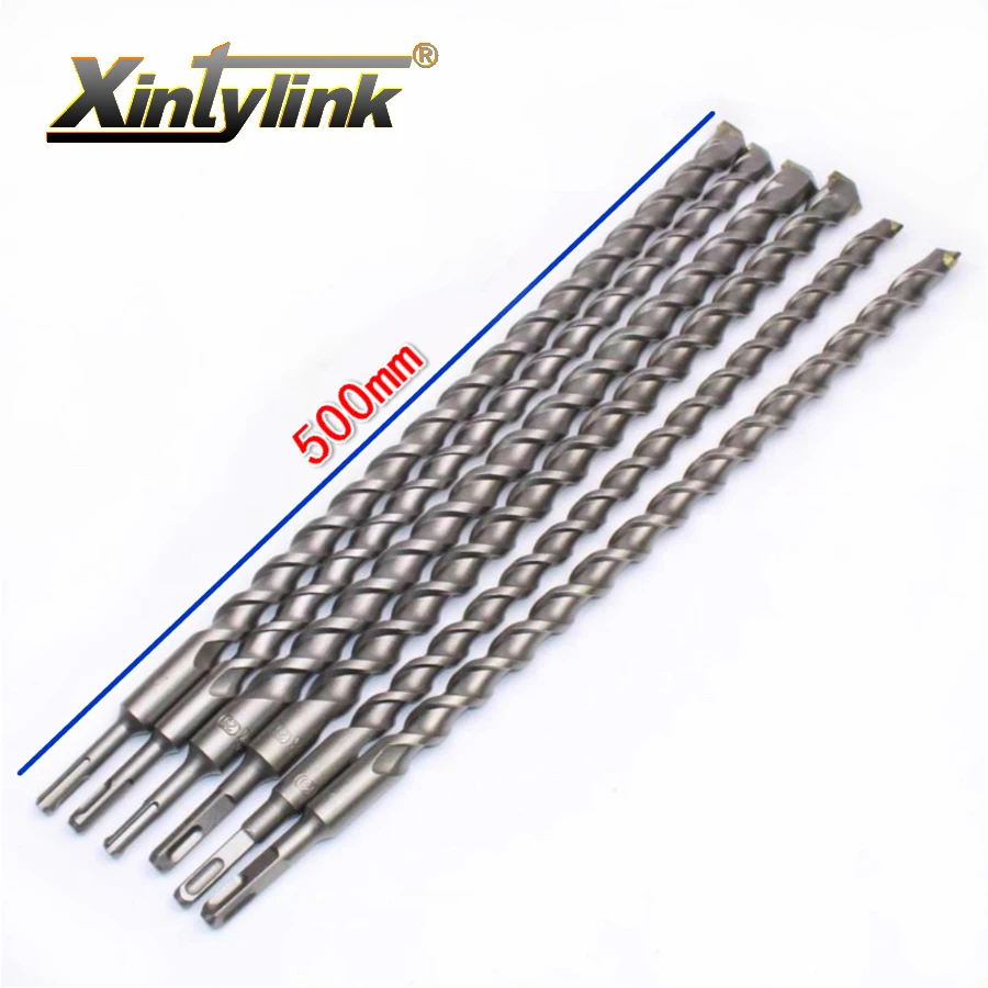 xintylink 500mm Chrome steel percussion drill bit Cement drill hole saw Wall Drill Square shank