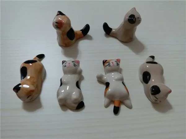 Cute Japan Lucky Cats Kitten Chopsticks Stand Rest Ceramic Figure Toys 6pcs - Buyer's Show 8