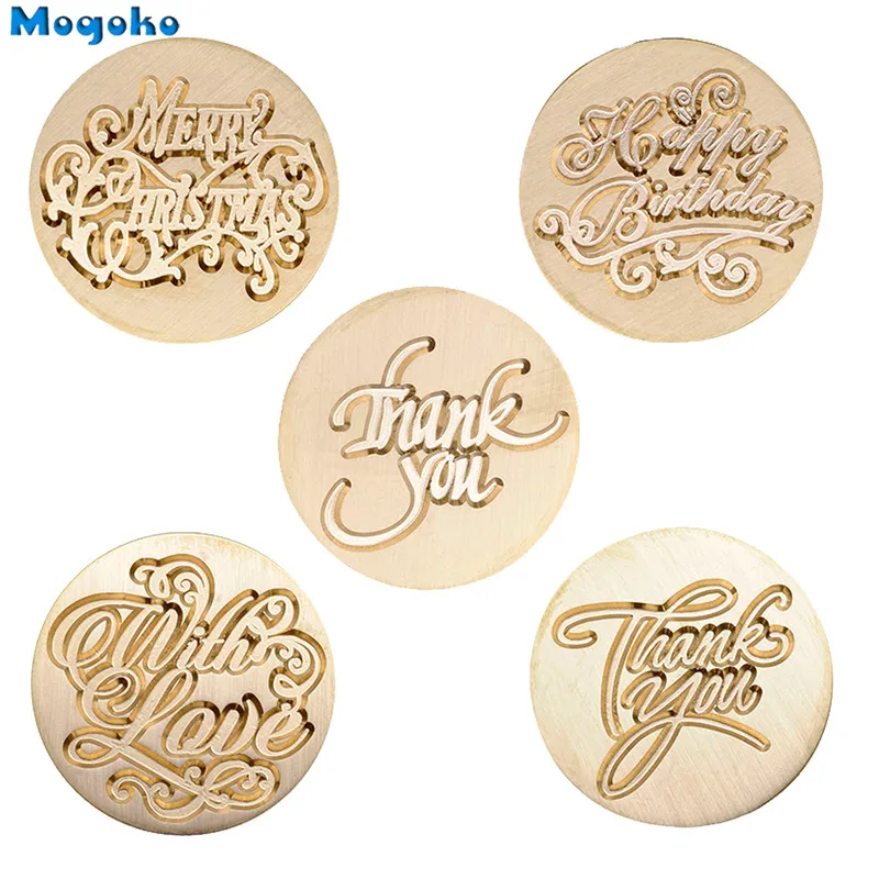 Wax Seal – 5 Written Designs, Wooden Handle & Brass Stamp Head