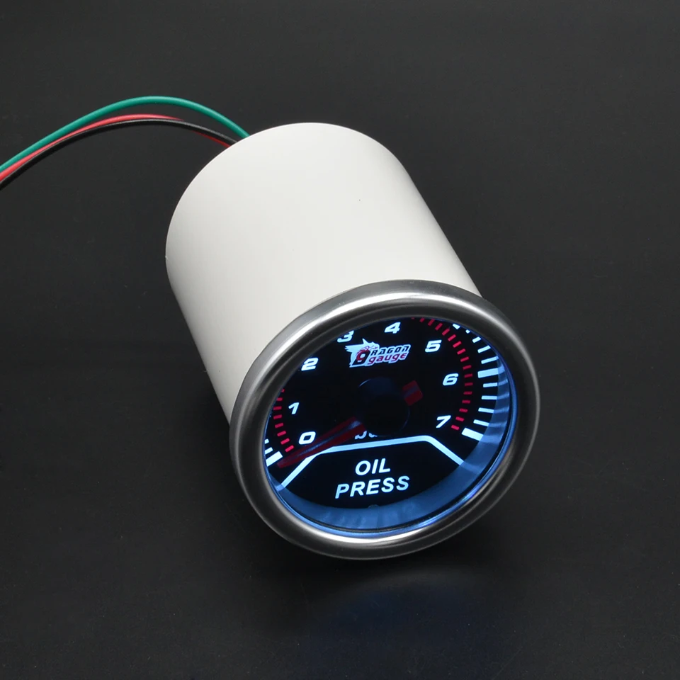 Универсальный 52 мм дымчатый белый светодиод подсветка гоночный ремонт метр Автомобильные аксессуары аналоговые весы давление масла автомобильный измерительный прибор