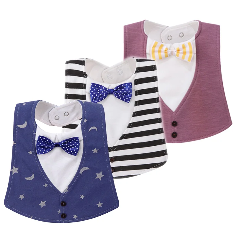 Baby bibs burp Cute Gentleman Infant Waterproof bib Saliva Towel Cotton Fit 0-3 Years Old Bebe Feeding Babies Cloths | Детская одежда и