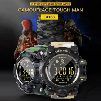 

Waterproof Sports EX16S Smart Watch Camouflage Outdoor Bluetooth Remote Pedemeter Control Photo Long Standby Smartwatch